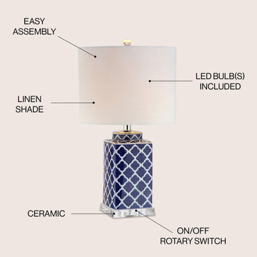 Clarke 23" Chinoiserie LED Table Lamp - JONATHAN Y